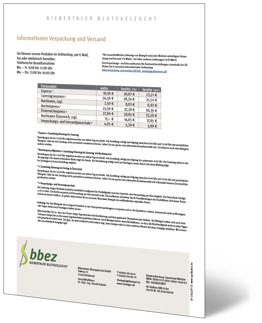 Informations emballage et expédition