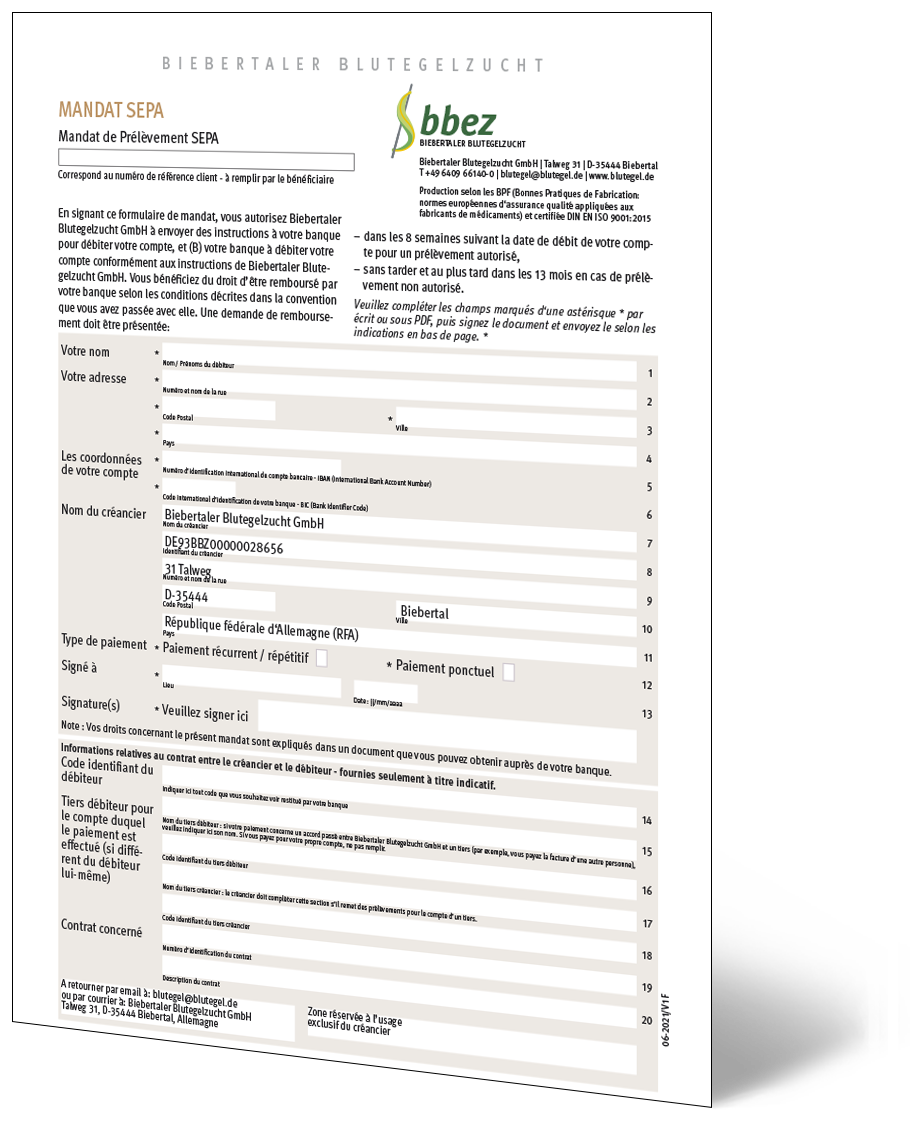 Mandat de prélèvement SEPA